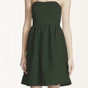 David’s Bridal Olive Green Strapless Dress